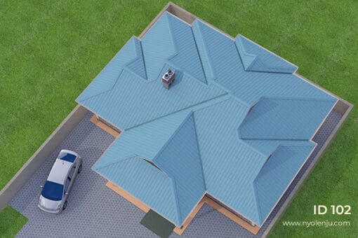 3 Bedroom house plan 102 aerial view