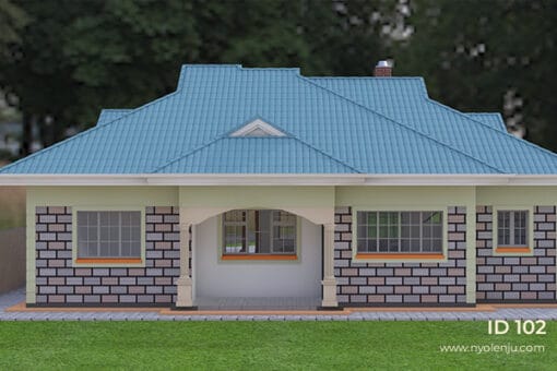 3 Bedroom house plan 102 rear view
