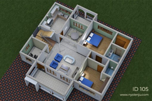 5 bedroom house 3D floor plan