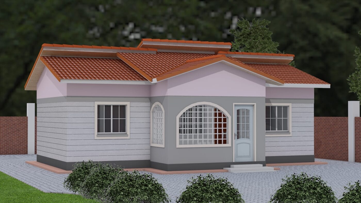 Gable roof 2 Bedroom House Plan