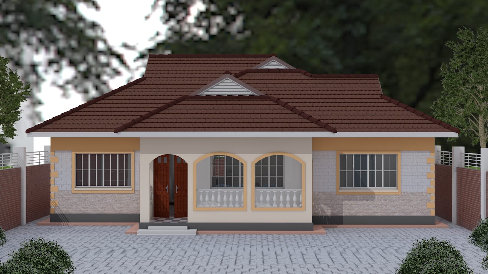 3 bedroom house design, with studyroom
