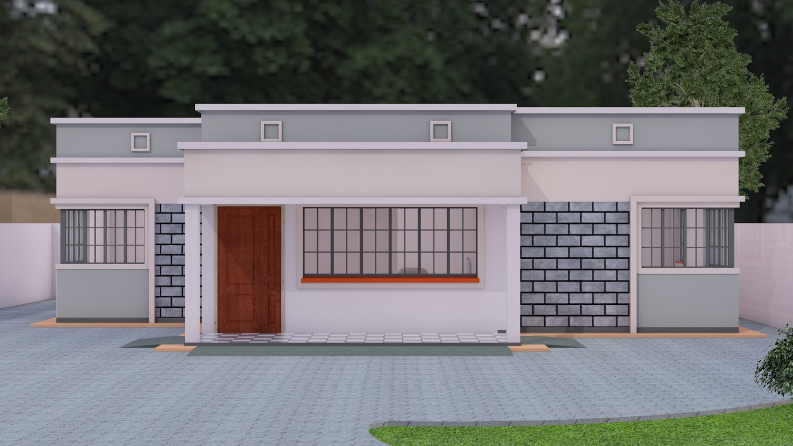 Hidden roof house design and plan