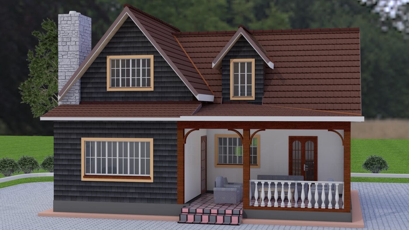 American Style 3 Bedroom House Plan