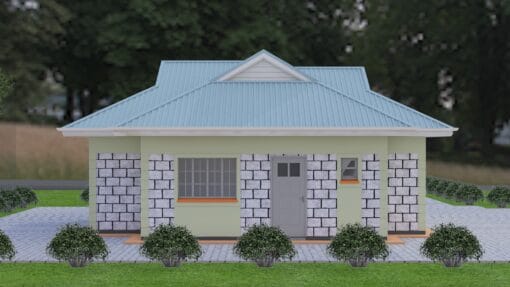 2 Bedroom House Plan 123 rear view