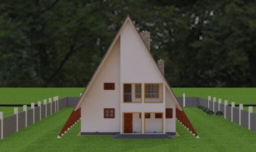 A-Frame house plan design rear view