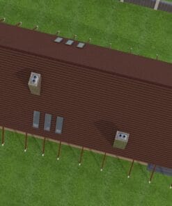 3 Bedroom A-Frame House Plan 115 aerial view