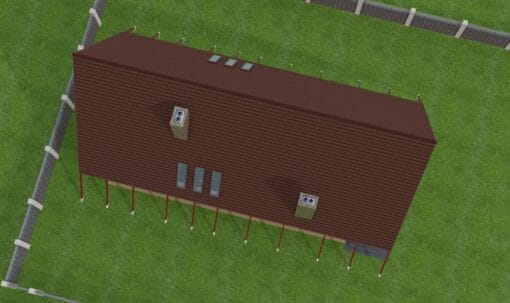 3 Bedroom A-Frame House Plan 115 aerial view