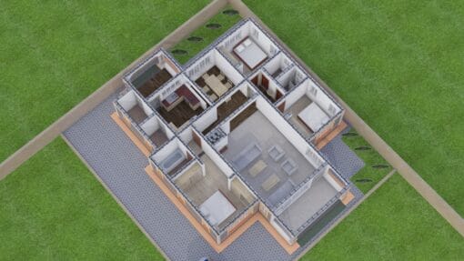 Open plan lounge and kitchen