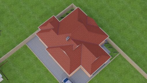3 Bedroom House Plan 122 aerial view