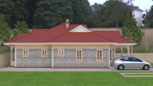 3 Bedroom House Plan 122 left side view