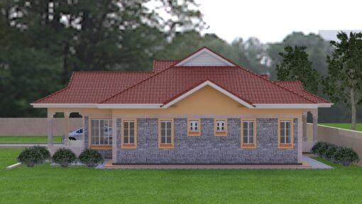 3 Bedroom House Plan 122 right side view