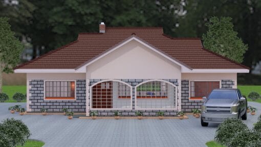 3 Bedroom House Plan 124 front view