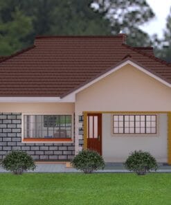 3 Bedroom House Plan 124 rear view