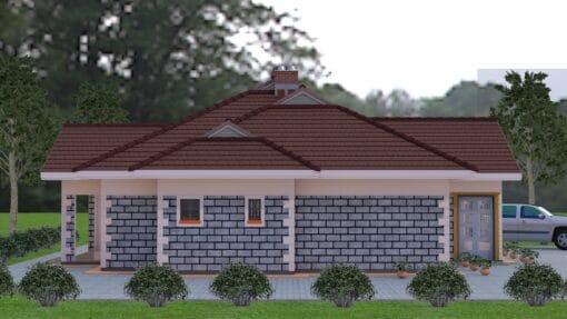 3 Bedroom House Plan 124 left side view