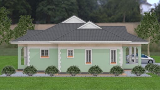 3 Bedroom House Plan 125 left side view