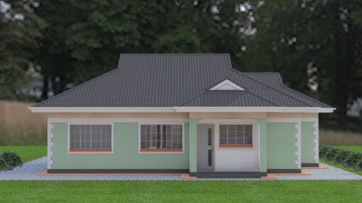 3 Bedroom House Plan 125 rear view