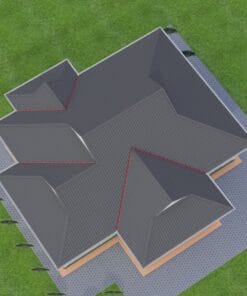 3 Bedroom House Plan 125 aerial view