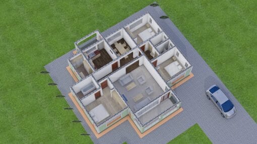 3 Bedroom House Plan 125 3D floor plan