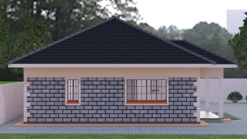 3 Bedroom House Plan 126 right side view