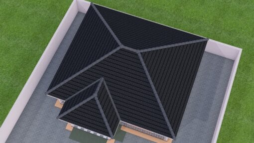 3 Bedroom House Plan 126 aerial view