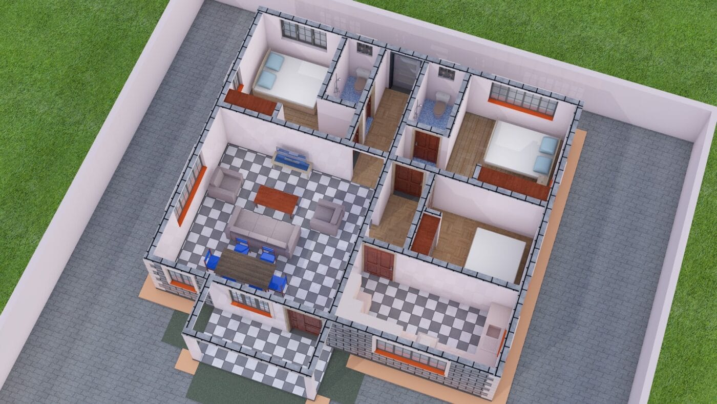 Tiny 3 bedroom house plan