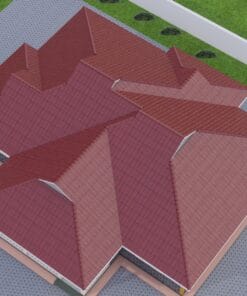 3 Bedroom House Plan 127 aerial view