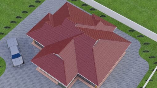 3 Bedroom House Plan 127 aerial view