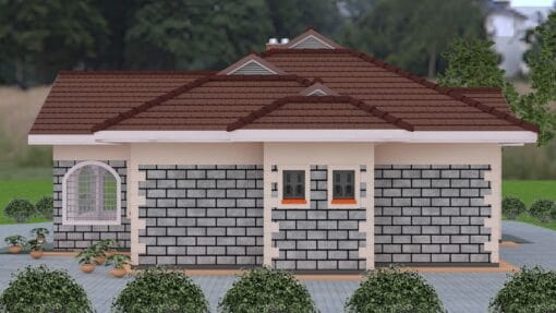 3 Bedroom House Plan 129 side view 2