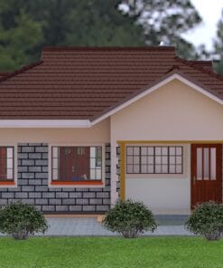 3 Bedroom House Plan 129 rear view