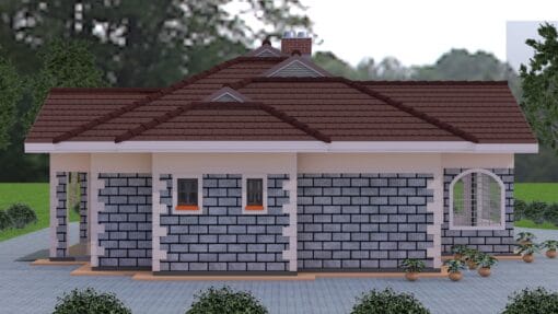3 Bedroom House Plan 129 side view 1