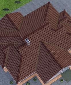 3 Bedroom House Plan 129 aerial view