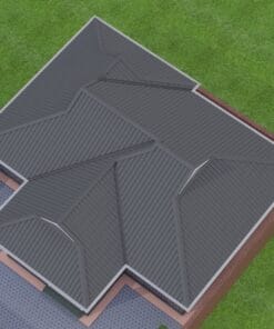 3 Bedroom House Plan 130 aerial view