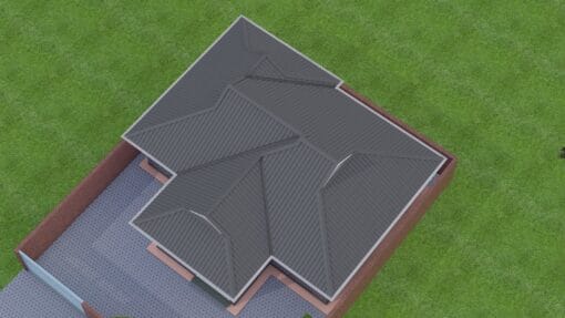 3 Bedroom House Plan 130 aerial view