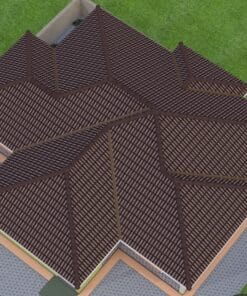 3 Bedroom House Plan 131 aerial view