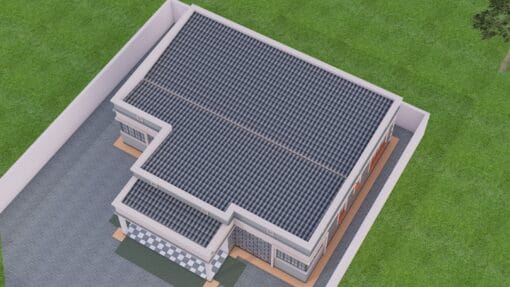 3 bedroom house hidden roof house design aerial view