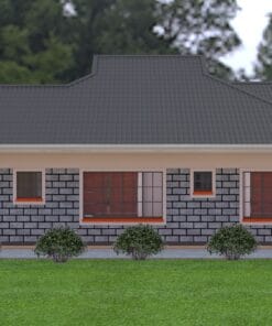 3 bedroom house plan 117 rear view