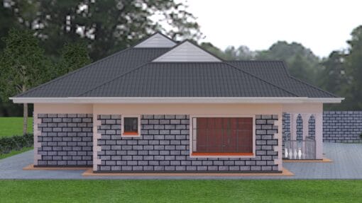 3 bedroom house plan 117 left side view