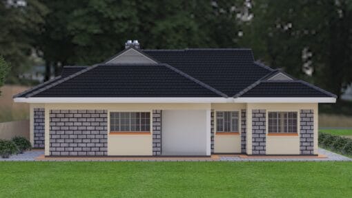 3 Bedroom House Plan 137 rear view