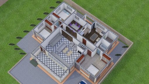 3 Bedroom House Plan 137 3D floor plan