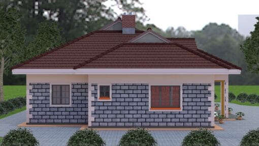 3 bedroom house plan left view