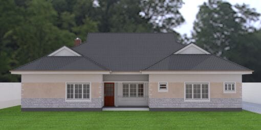 4 Bedroom House Plan 135 rear view