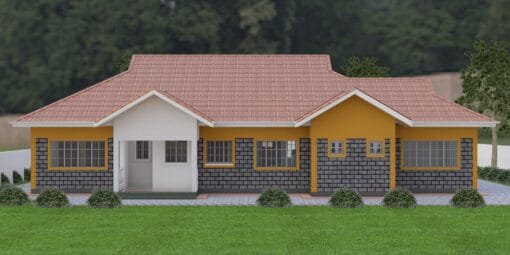 4 Bedroom House Plan 139 rear view
