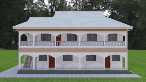 4 and 2 Bedrooms Multi-family House Plan 136 front view