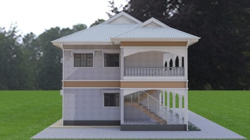 4 and 2 Bedrooms Multi-family House Plan 136 left side view