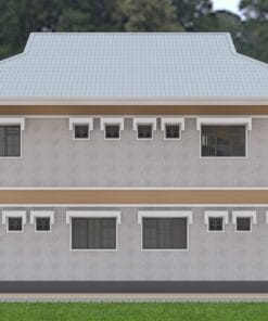 4 and 2 Bedrooms Multi-family House Plan 136 rear view