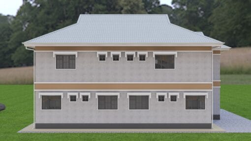 4 and 2 Bedrooms Multi-family House Plan 136 rear view