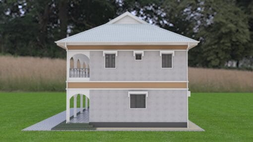 4 and 2 Bedrooms Multi-family House Plan 136 right side view
