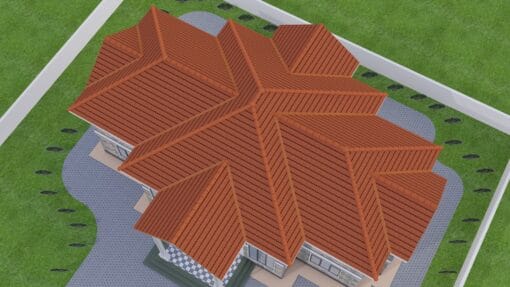 6 Bedroom House Plan 134 aerial view