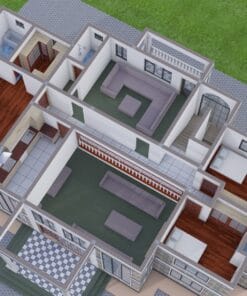 6 Bedroom House Plan 134 first floor 3D floor plan