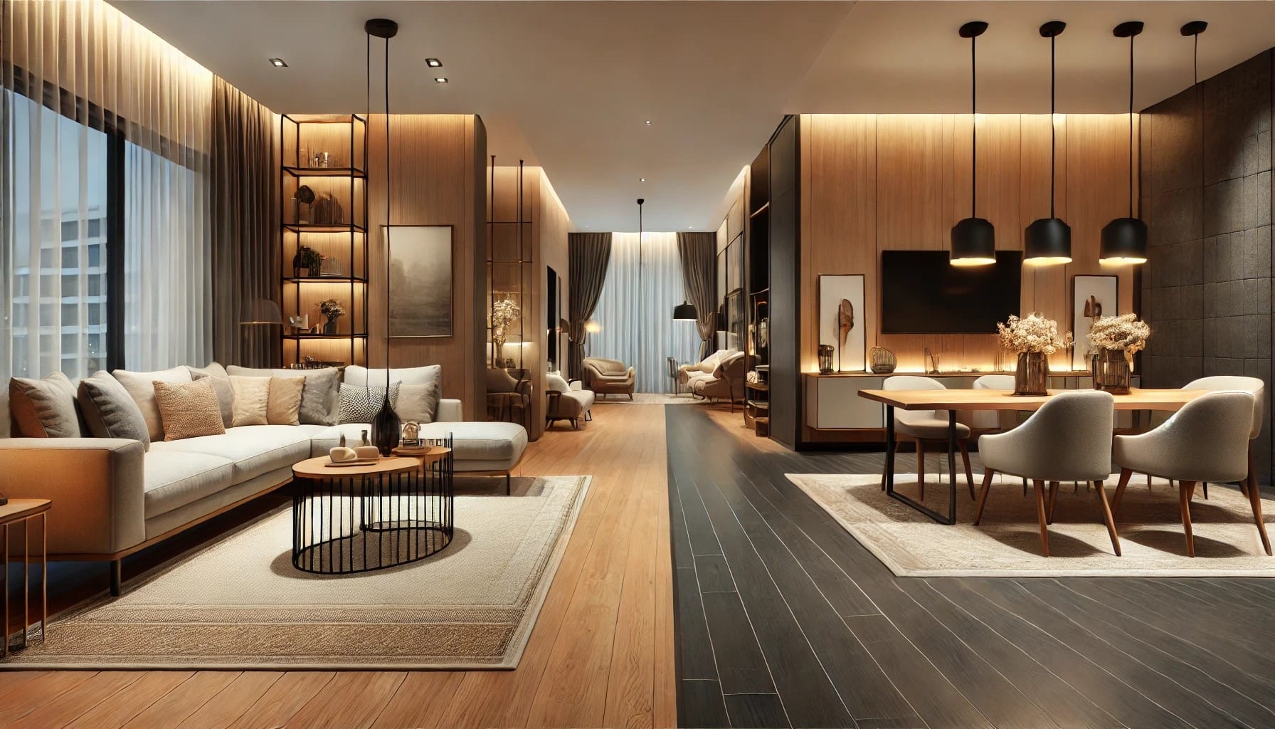 7 Tips for Designing a House Plan with Separate Living and Dining Areas: Different Flooring for Each Area